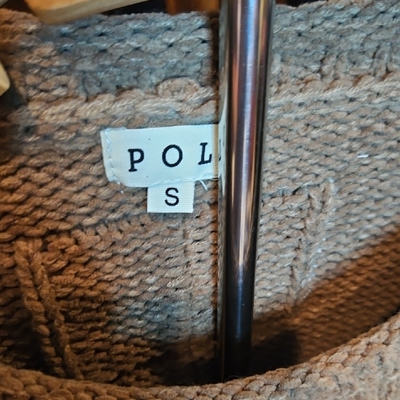 281 Neutral Brown Crewneck Sweater with Cream & Black Crochet Sleeves - Picture 2 of 8